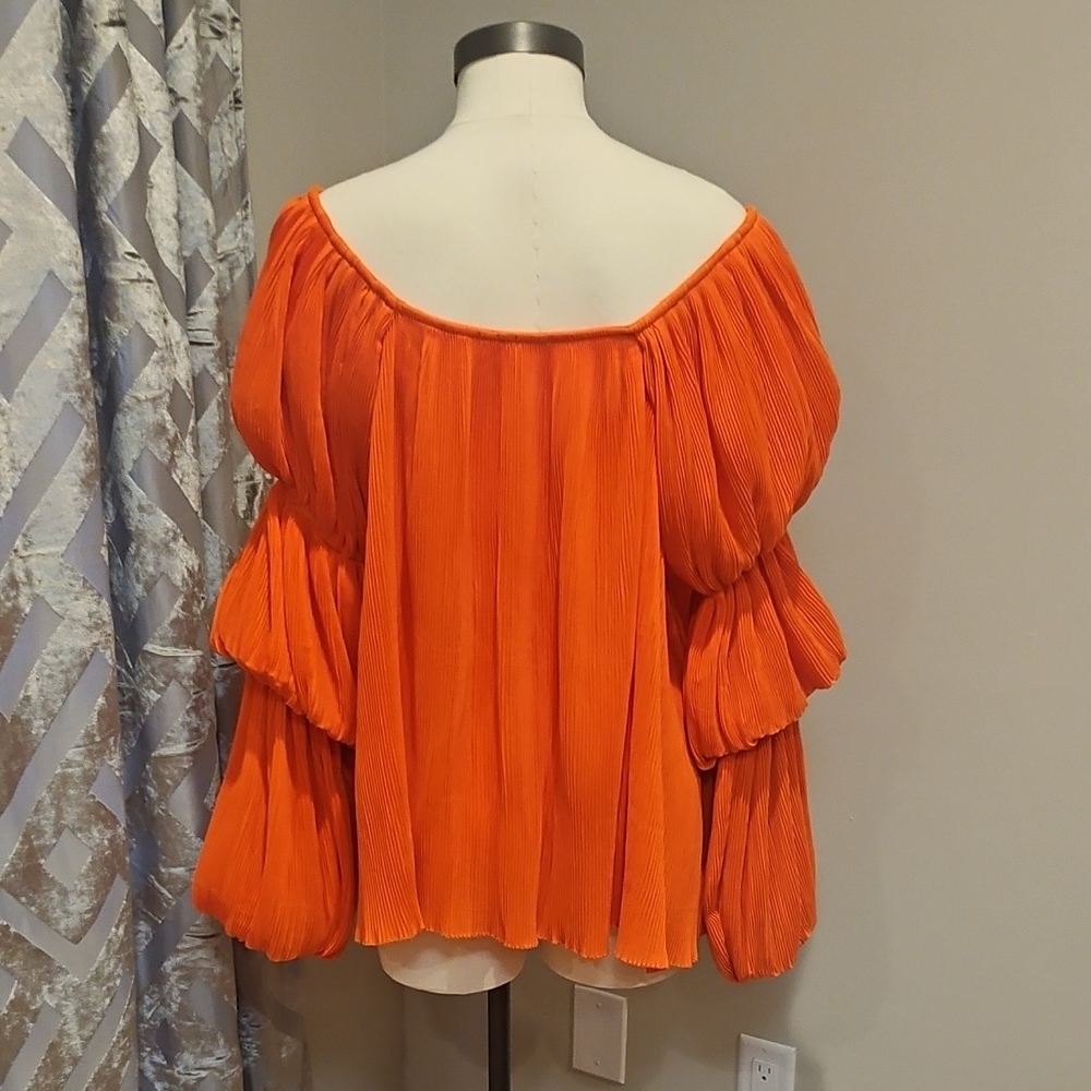 Elegant Orange Off-Shoulder Blouse - Picture 4 of 6